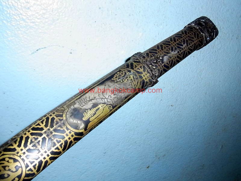 ดาบซามูไร ใบมีดเป็นเหล็กลาย (ใบมีดดามัสกัส) ลายเสือ