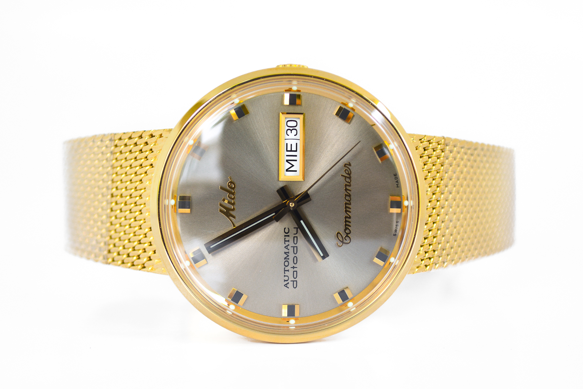 NEW:Mido Commander Automatic Aquadur เรือนทอง สายถัก