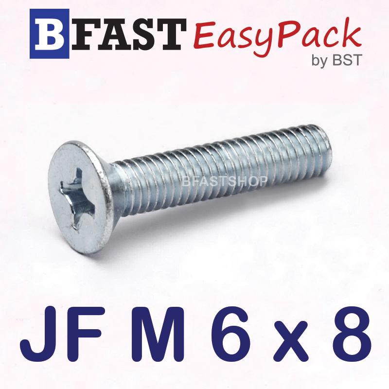 สกรูมิลสี่แฉก JF M 6 x 8 (25 ตัว/ถุง)