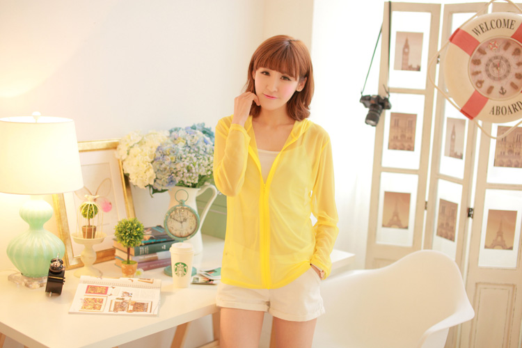 fashion เสื้อคลุม มีฮู้ด สีเหลือง น่ารัก ใส่ทำงาน ใส่เที่ยว ชิวๆ Asia Street Fashion