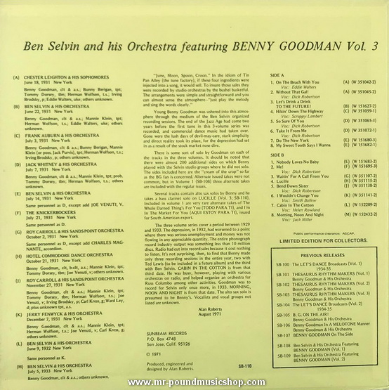 Ben Selvin & His Orchestra Feat. Benny Goodman - Vol. 3 / 1931-1933
