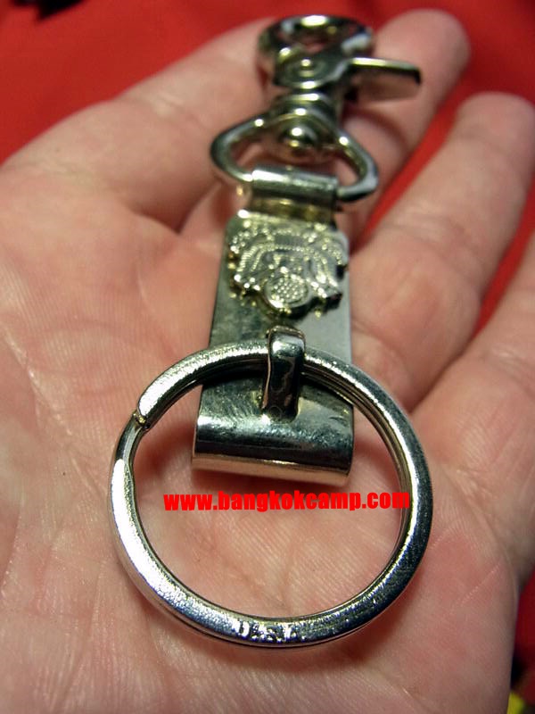 พวงกุญแจ ก้ามปู ตะขอเกี่ยว 2ระบบ- สแตนเลส สีเงิน Made in USA.