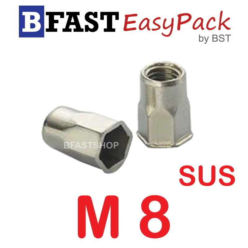 รีเวท-นัท หัวเตเปอร์ (คอเหลี่ยม) SEM สแตนเลส SUS M8 ( 1 ตัว/ถุง )