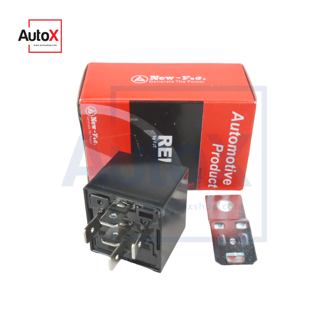รีเลย์ไฟหน้า 5ขา แบบBOSCH 24V 1หน้า 40A ดำ ยี่ห้อNew-FJ (ใหม่)