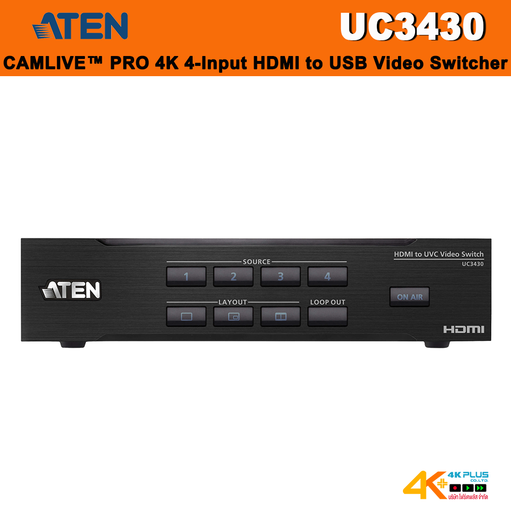 ATEN UC3430 CAMLIVE PRO 4K 4-Input HDMI to USB Video Switcher