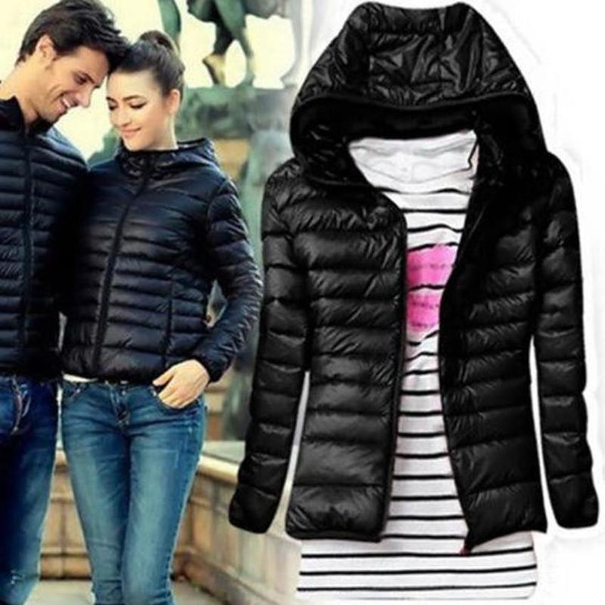 LALANG Warm Women Winter Long Sleeve Hooded Jacket Coat ParkaOvercoat Black