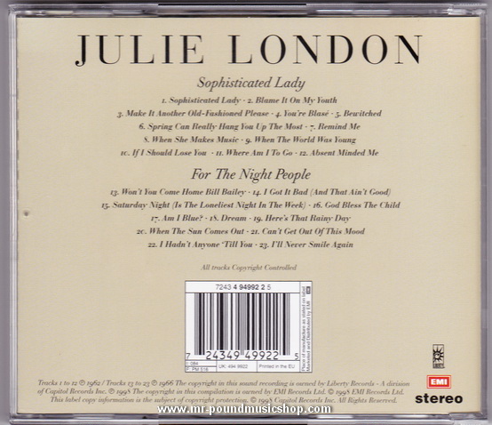 Julie London - Sophisticated Lady / For The Night People