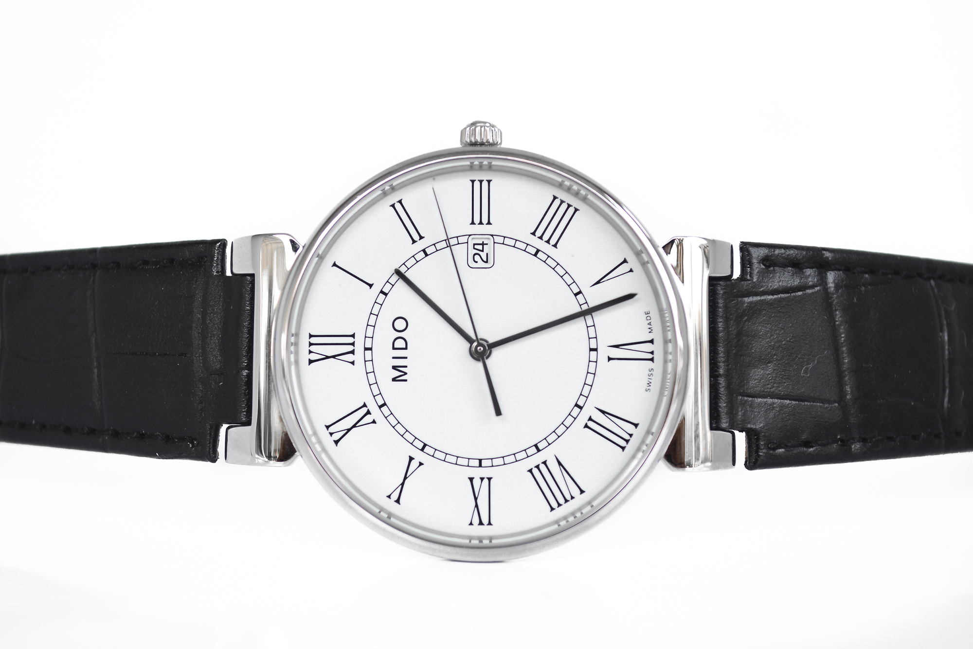 NEW:Mido Dorada Quartz หน้าขาว หลักโรมัน สายหนัง