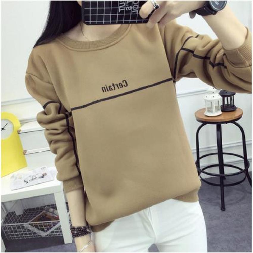 Dolly เสื้อแขนยาวแฟชั่น เสื้อสตรี บุกันหนาวเส้นแถบ (สีเทา)รุ่น028-6270
