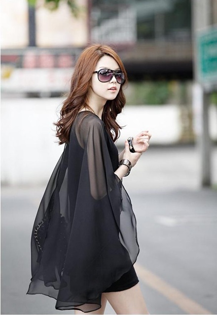 DRESS ชุดเดรสแฟชั่นเกาหลี ผ้า COTTON ตัดต่อผ้าชีฟอง สีดำ ใส่ออกงานได้ ASIA STREET FASHION