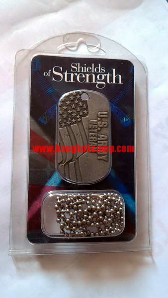 DogTag พร้อมสร้อยไข่ปลาสแตนเลส U.S. ARMY VETERAN. Made in USA