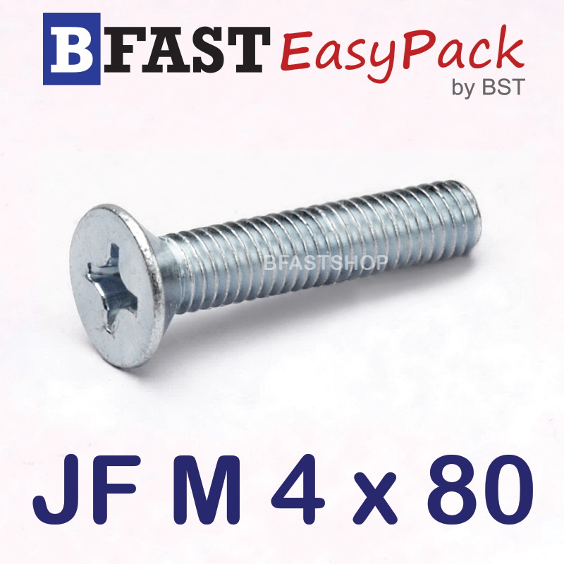 สกรูมิลสี่แฉก JF M 4 x 80 (12 ตัว/ถุง)