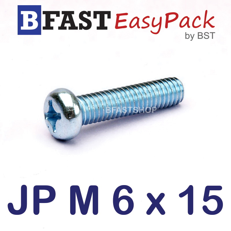 สกรูมิลสี่แฉก JP M 6 x 15 (20 ตัว/ถุง)