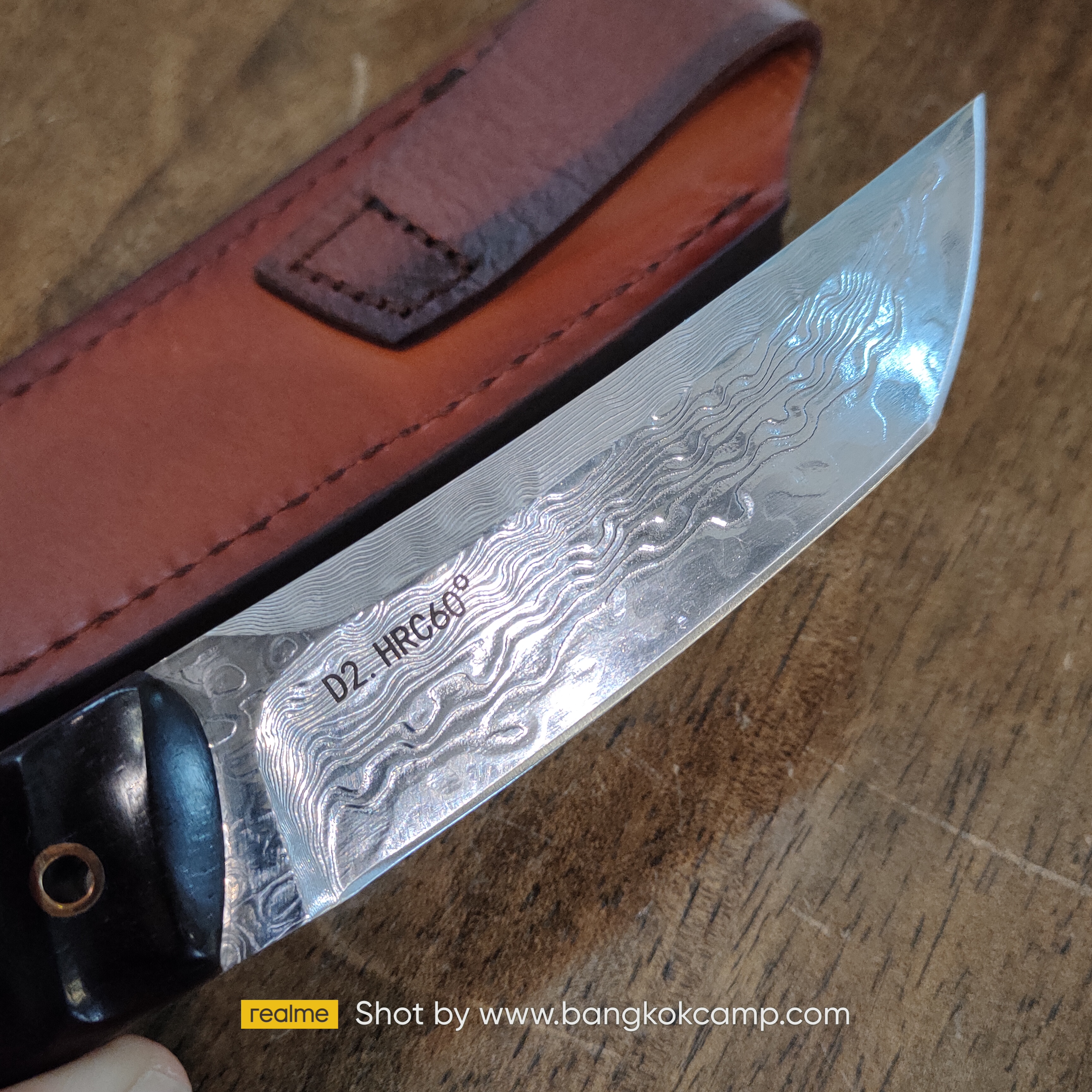มีดดามัสกัส ด้ามไม้ พร้อมซองหนังแท้