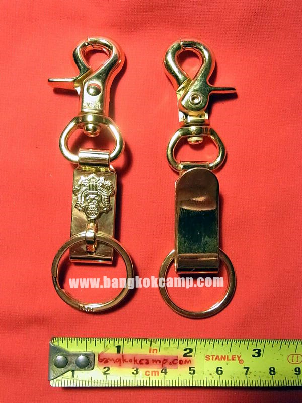 พวงกุญแจ ก้ามปู ตะขอเกี่ยว 2ระบบ- สแตนเลส สีทอง Made in USA.