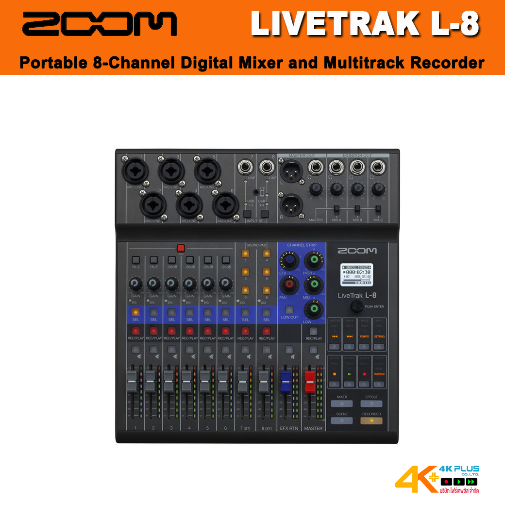 Zoom LiveTrak L-8 Portable 8-Channel Digital Mixer and Multitrack Recorder