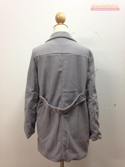 เสื้อโค้ทกันหนาว สไตล์เกาหลี ทรงสวย Classic ผ้าสำลีเนื้อเบา บุซับในกันลม สีเทา พร้อมส่ง GRAY XXL