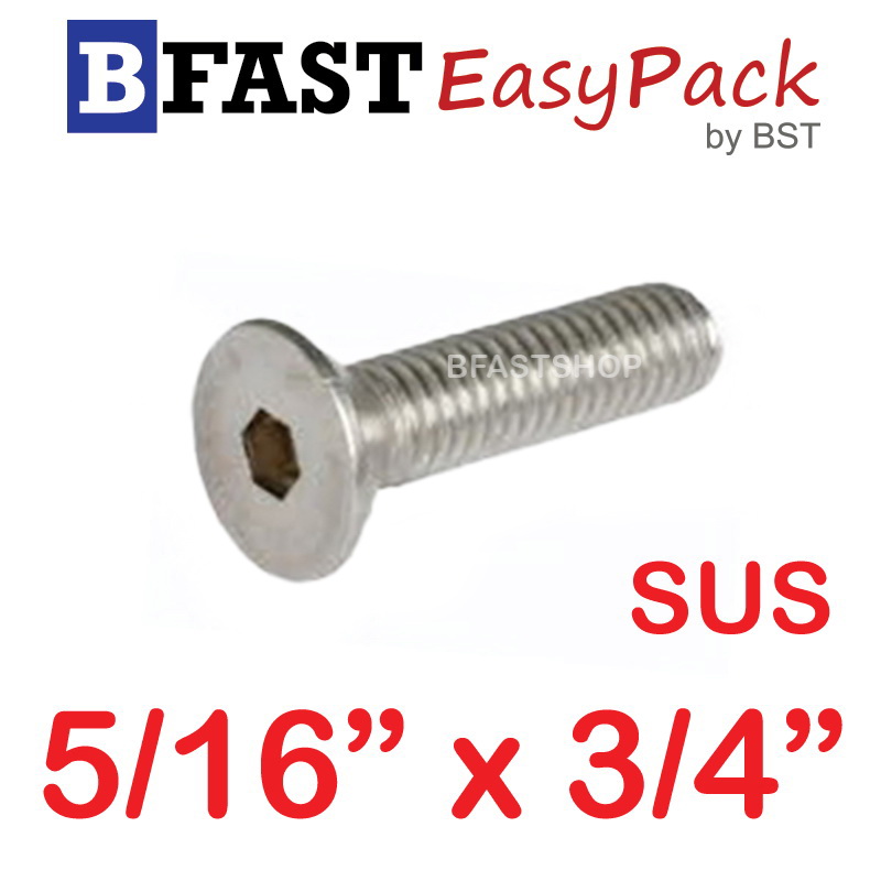 สกรูหัวจมเตเปอร์สแตนเลส SUS 5/16" x 3/4" ( 4 ตัว/ถุง )