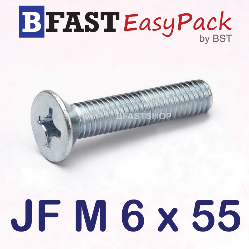 สกรูมิลสี่แฉก JF M 6 x 55 (15 ตัว/ถุง)