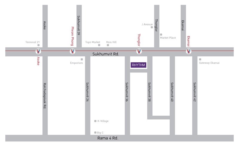 ให้เช่าคอนโด Rhythm Sukhumvit 36 - 38 (ริทึ่ม สุขุมวิท 36-38) ห้องสตูดิโอ 1 นอน ขนาด 24 ตรม.ชั้น 12 - Unit 12-A08