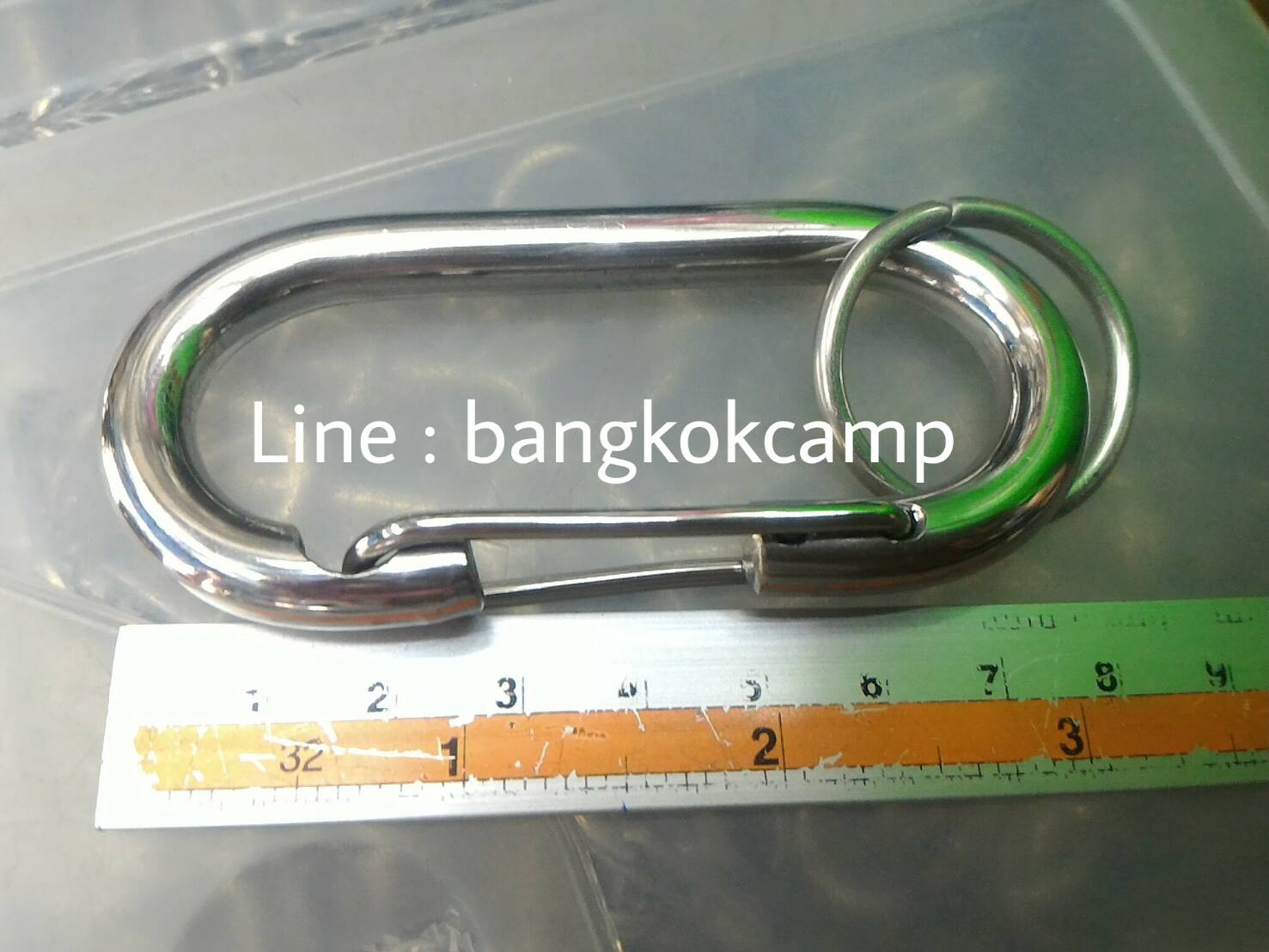 พวงกุญแจ คาราบิเนอร์ Carabiners สแน็ปลิงค์ Snaplink ตะขอเกี่ยว - สแตนเลส (แบบตัวโอ) 3นิ้ว (2อัน)
