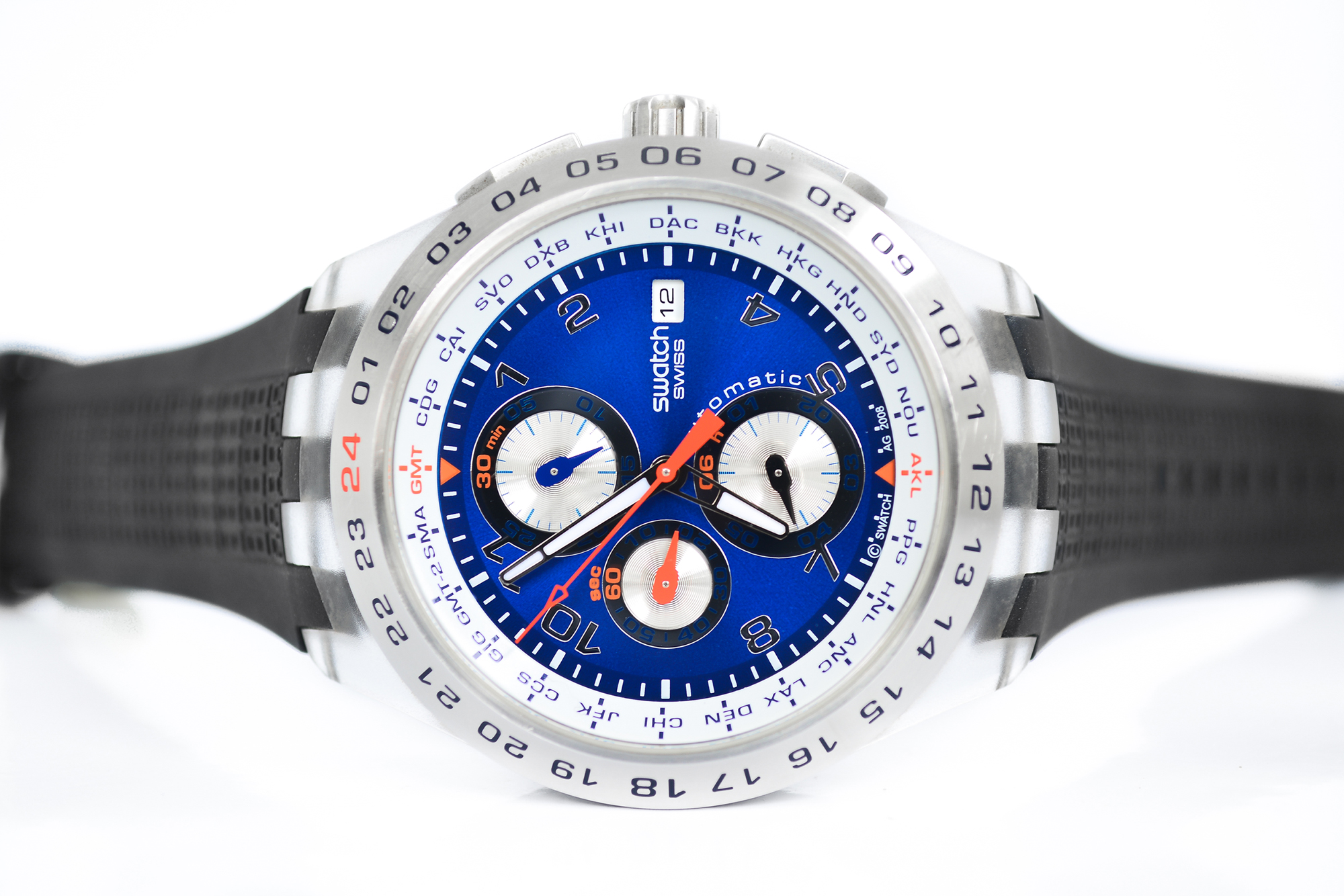Swatch GMT Automatic Chronograph หน้าน้ำเงิน
