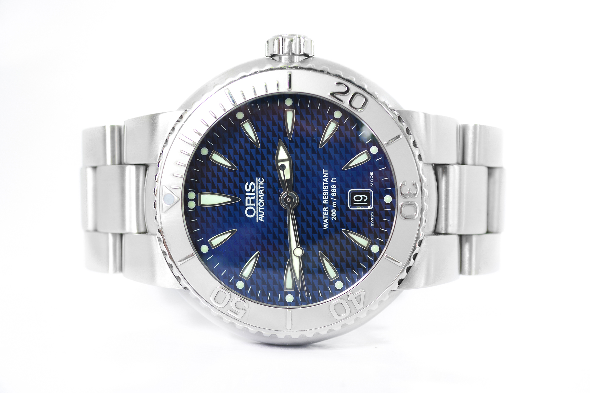 Oris Divers Date Automatic หน้าน้ำเงิน ขอบเหล็ก สายเหล็ก (Sold)
