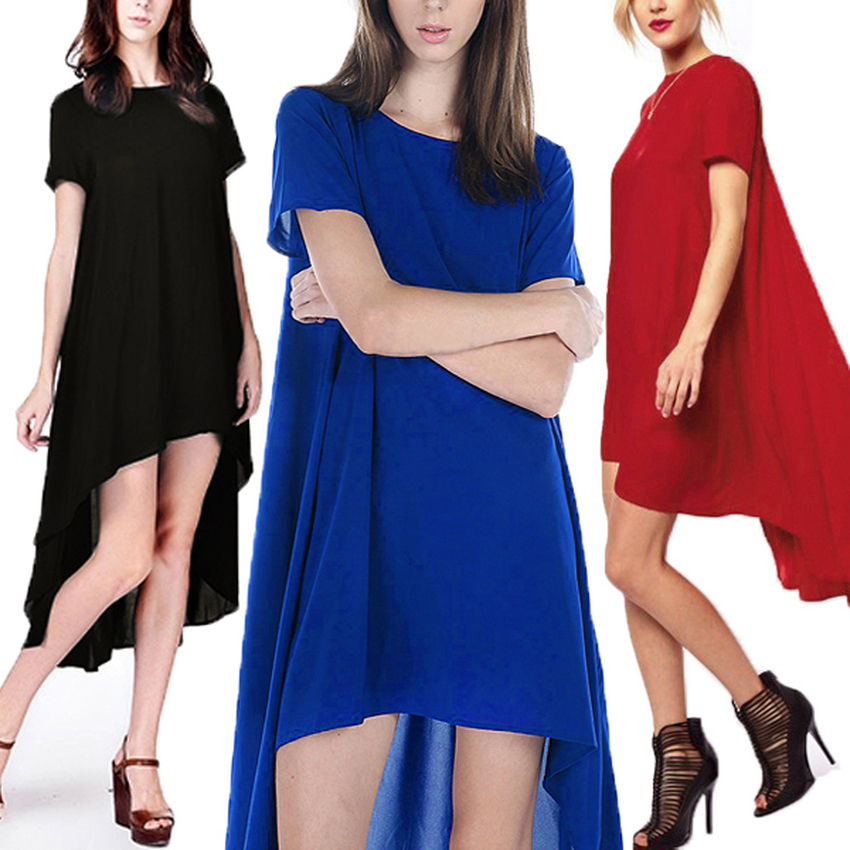 Women Chiffon Women - Dresses Asymmetrical hem Long Tops Casual Party BeachWomen - Dresseses