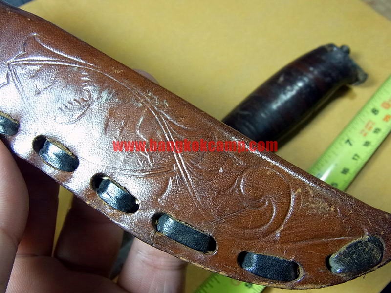 มีดใบตายนอร์เวย์ ด้ามหนังอัด ปลอกหนังแท้ตอกลาย