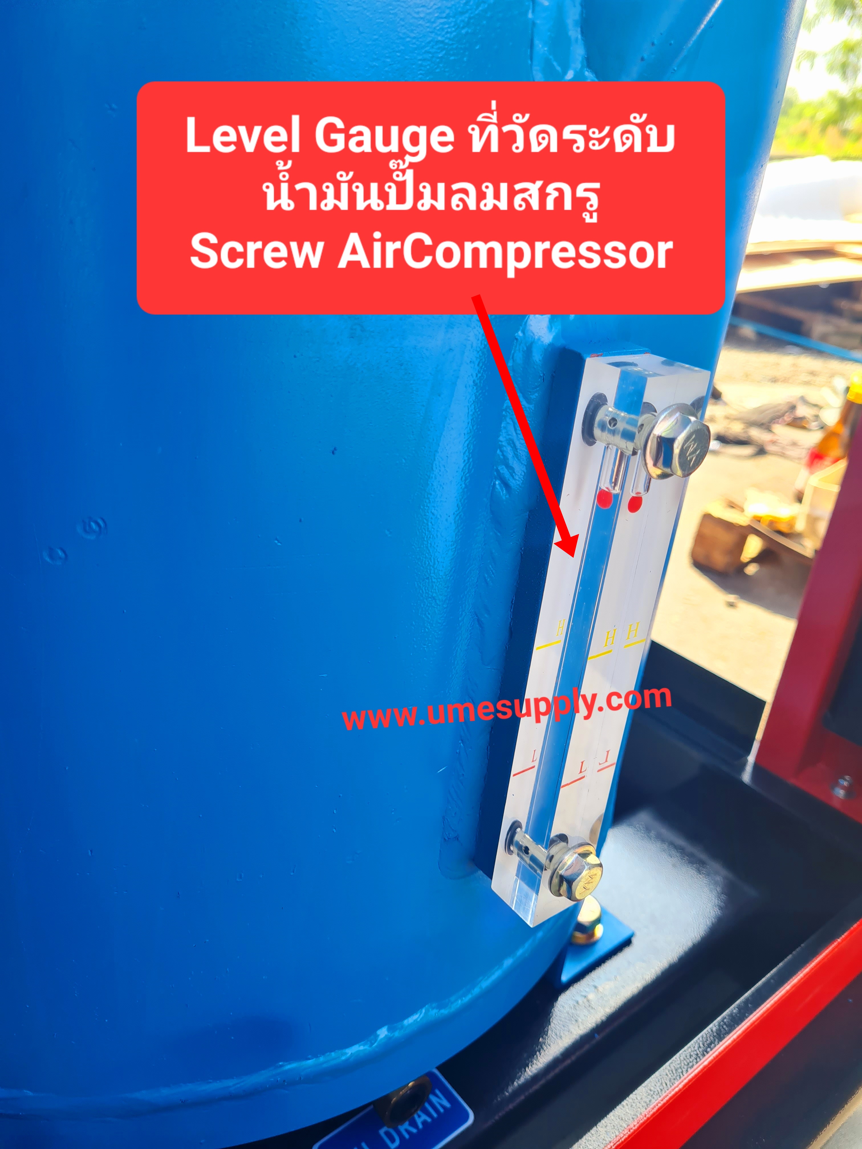 เกจวัดระดับน้ำมัน level gauge ที่วัดระดับน้ำมัน (Screw Air Compressor)