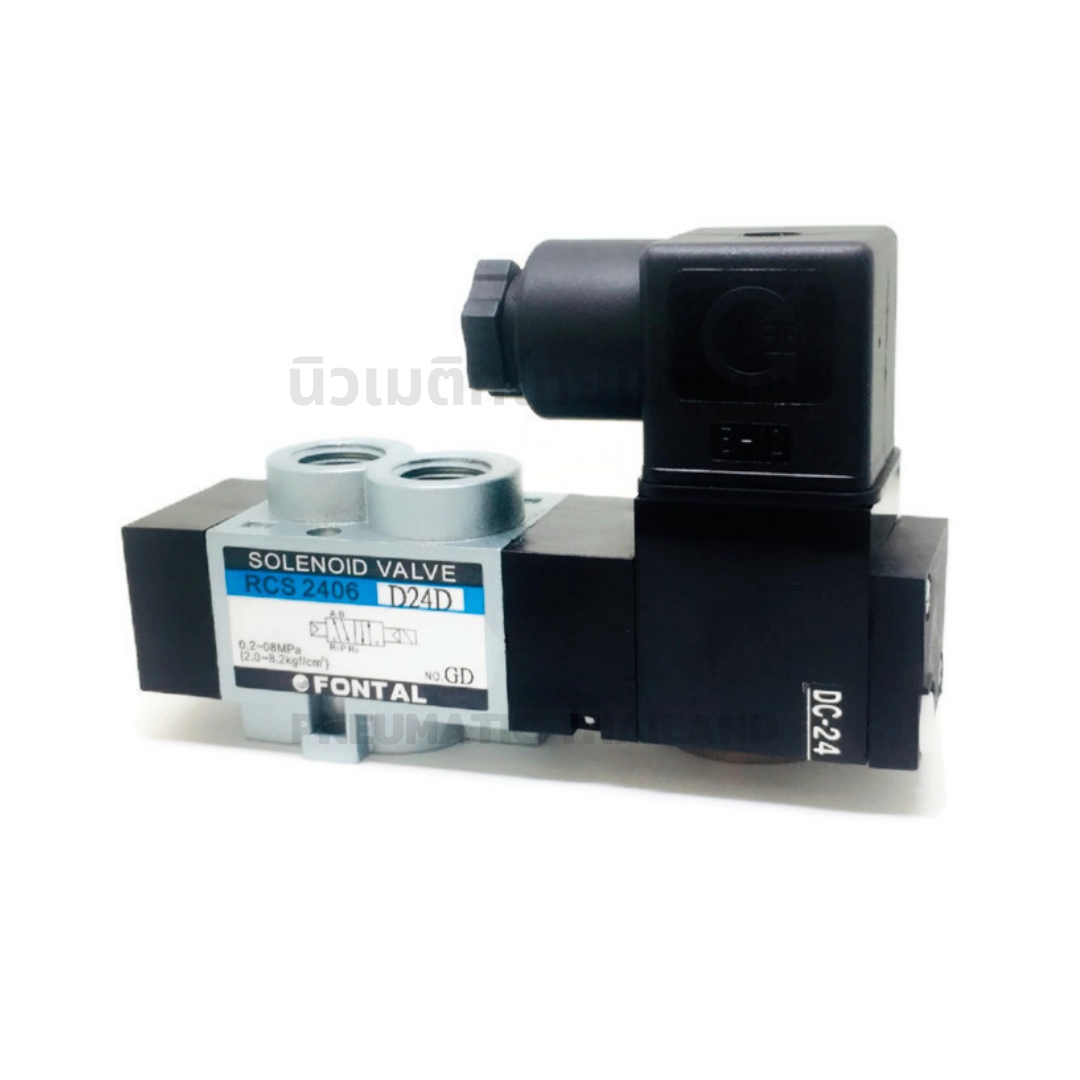 FONTAL RCS2406-02-220D Solenoid Valve โซลินอยด์วาล์ว 5/2 แทน Parker Kuroda