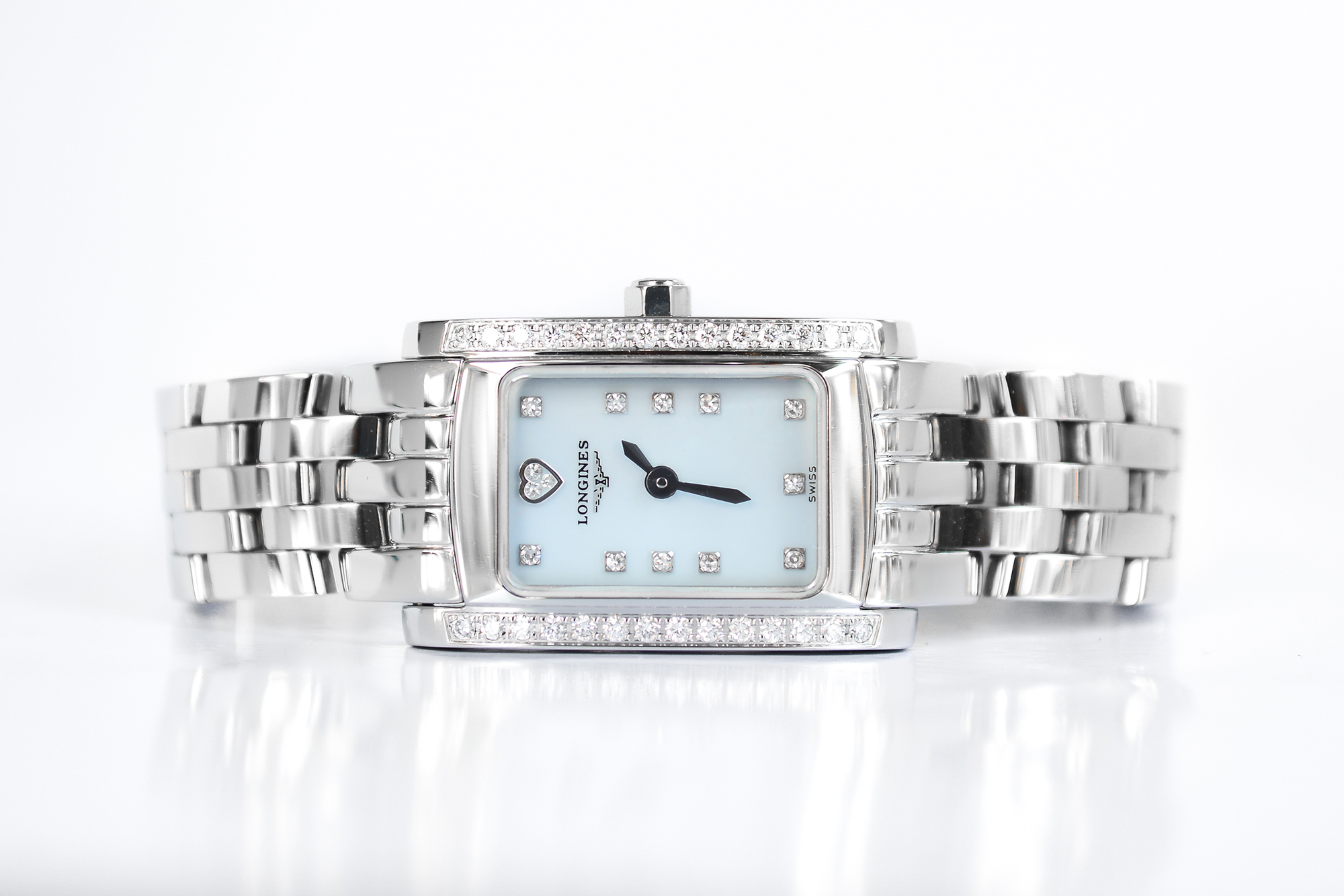 Longines DolceVita Mini lady หน้ามุกฟ้า หลักเพชร ขอบเพชร