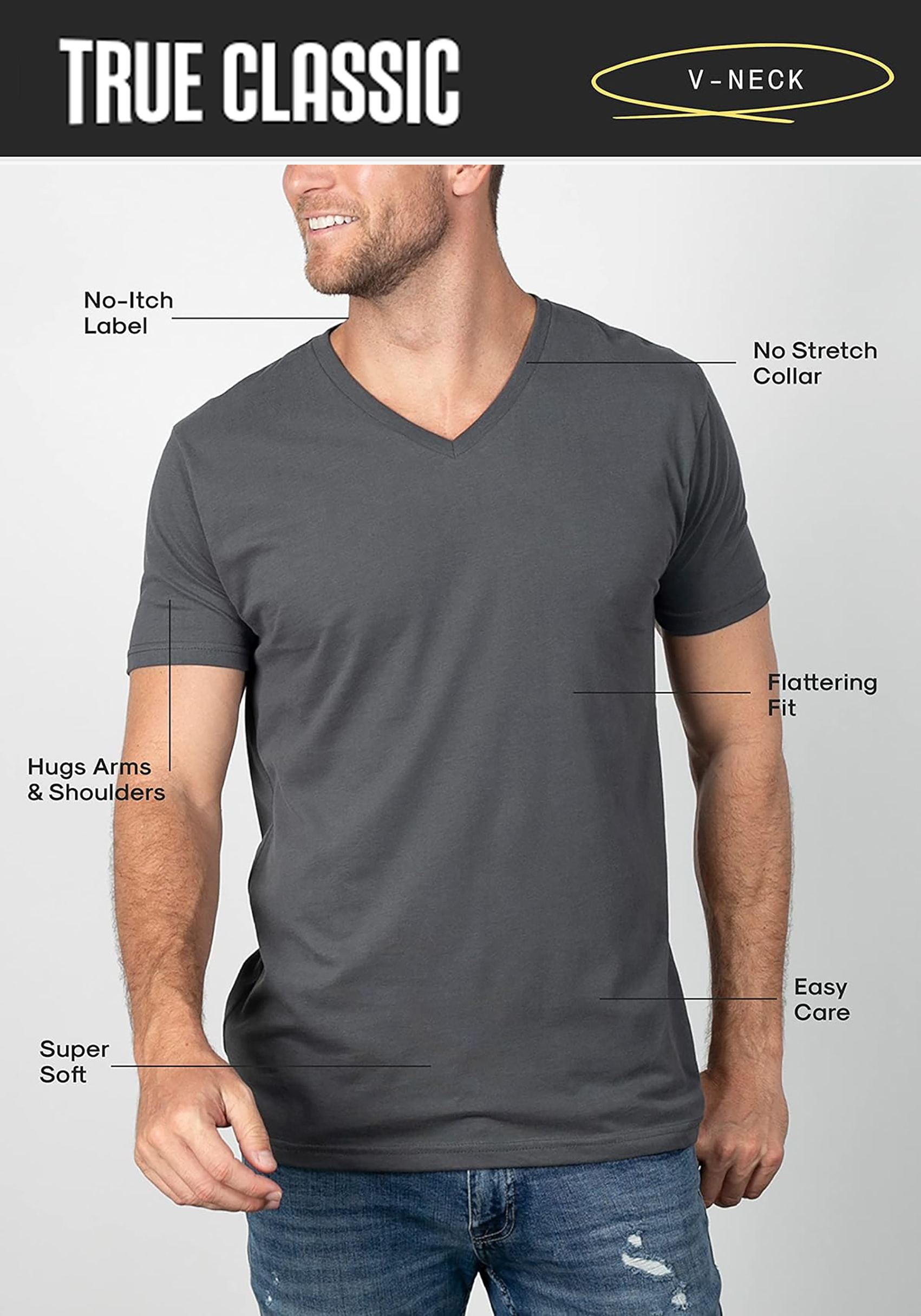 True Classic Premium V-Neck Short Sleeve T-Shirt