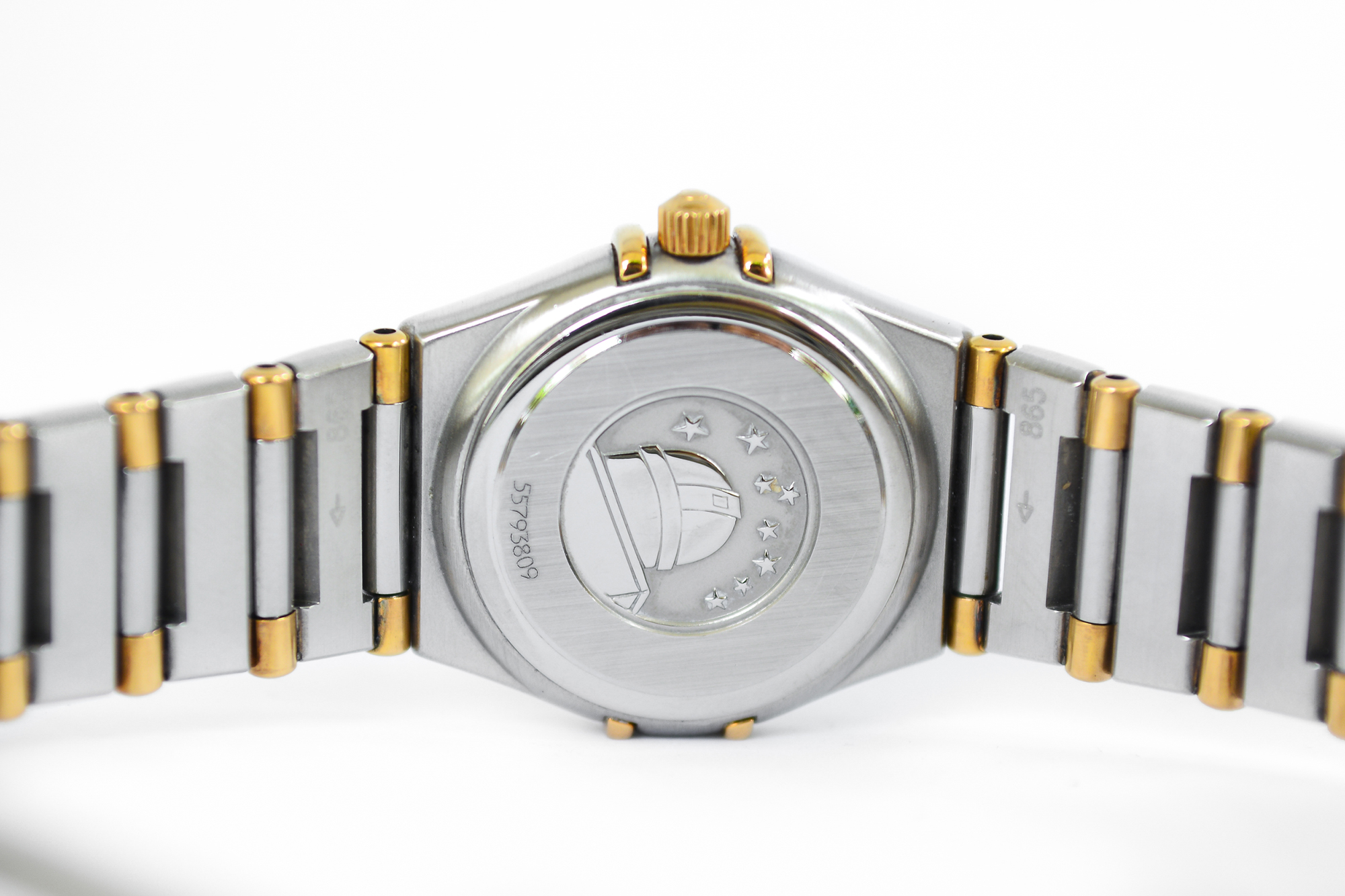 Omega Constellation 2 tone 18k lady หน้าทองลายผ้า ขอบเพชร (Sold)