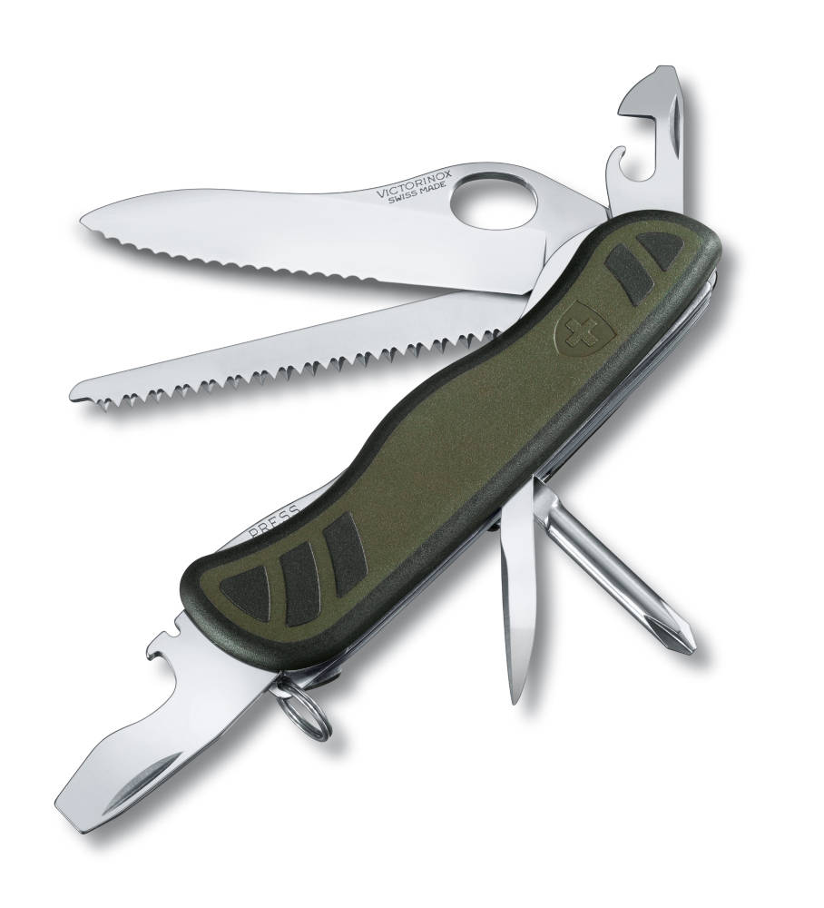 VICTORINOX SWISS SOLDIER'S KNIFE 08 (0.8461.MWCH) (One Hand green/black) (OneHand Open)