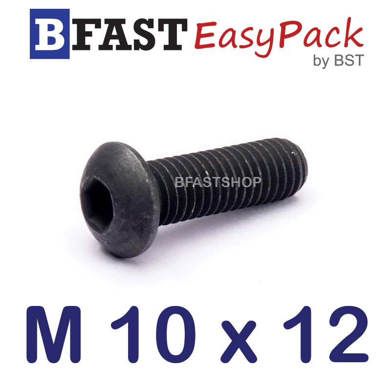 สกรูจมกลมดำ M 10 x 12 (6 ตัว/ถุง)