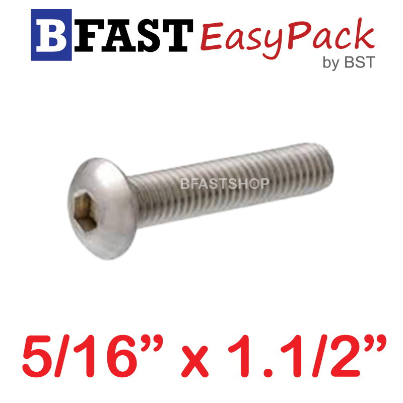 สกรูหัวจมกลมสแตนเลส SUS 5/16" x 1.1/2" ( 1 ตัว/ถุง )