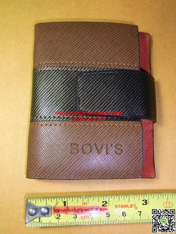 กระเป๋าใส่บัตร BOVI'S ใส่บัตรเครดิตได้ 20ใบ (สีน้ำตาลอ่อน)