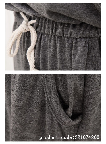 MAXI DRESS - ชุดเดรสยาวเกาะอก ใส่เที่ยว ทำงาน สีเทา จั๊มเอว กระเป๋า 2 ข้าง น่ารัก เท่ห์ๆ ASIA STREET FASHION