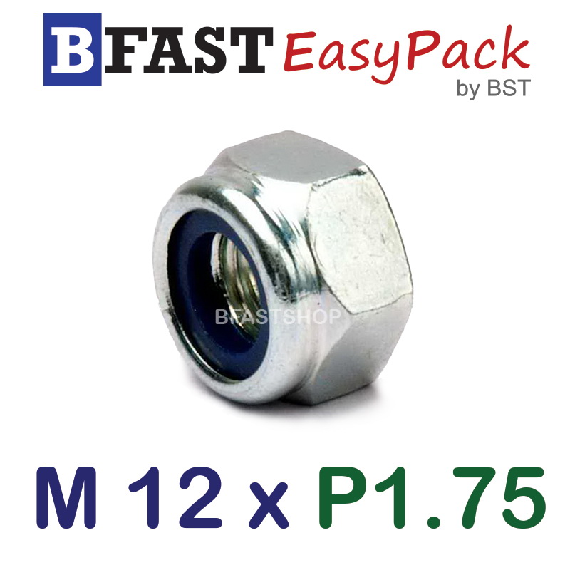 หัวน็อตล็อค M12 x P1.75 ขอบ 19 (8 ตัว/ถุง)