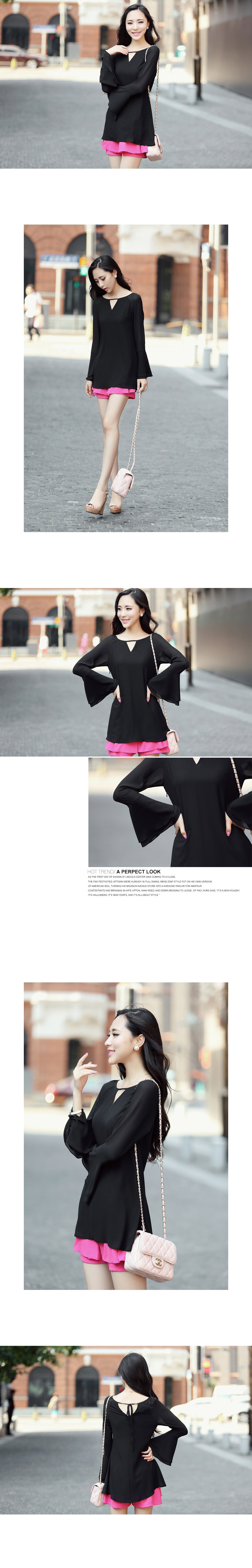 FASHION เสื้อแฟชั่นผ้าขีฟอง ใส่ทำงาน ใส่เที่ยว สีดำ เซ็กซี่ ดูดีมีสไตล์ ASIA STREET FASHION