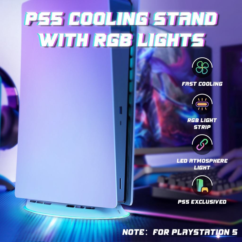 IINE อุปกรณ์เสริมระบายความร้อน RGB เครื่อง PS5 รุ่นแรก ใช้ได้ทั้งใส่แผ่น & ดาวน์โหลด