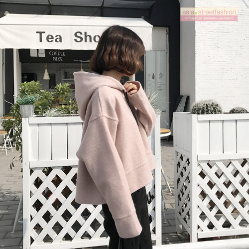 เสื้อกันหนาวฮู้ดดี้ แฟชั่นเกาหลี ตัวสั้นทรงแข็ง น่ารักมากจ้า ผ้าสักกะหลาดเนื้อนุ่มแต่เป็นทรง พร้อมส่ง งานจริงในภาพสุดท้ายน้า
