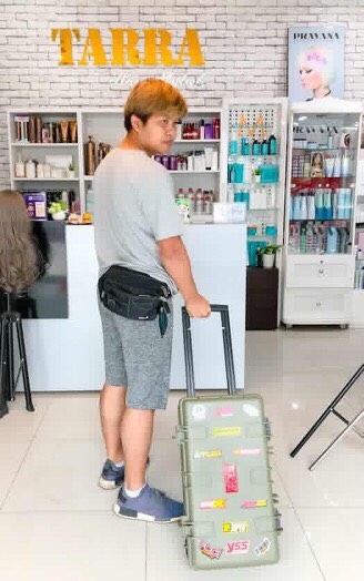 กล่องกันกระแทก กระเป๋ากล้องล้อลาก HC 512 สีเขียวทหาร ไส้ตีนตุ๊กแก