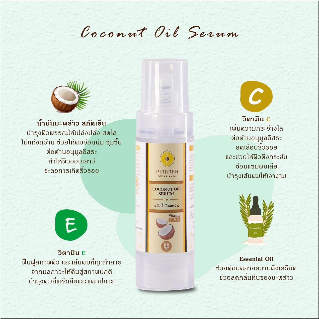 เซรั่มน้ำมันมะพร้าวสกัดเย็น พิณนารา ราคาส่ง