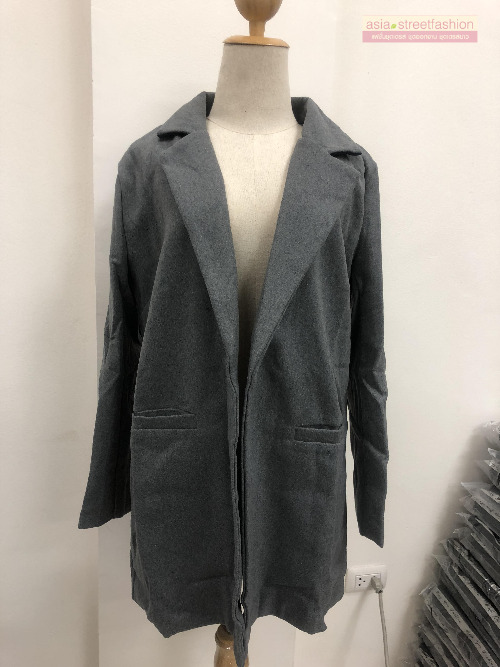 เสื้อโค้ทกันหนาว สีเทา ทรงสวย แบบผู้ดีมาก จะใส่คลุม หรือใส่เป็นเสื้อโค้ทปกติก็เก๋ค่า พร้อมส่งจ้า GRAY