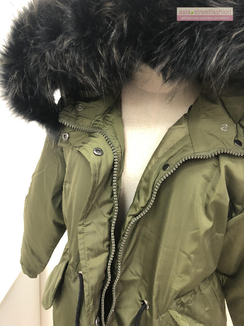 เสื้อกันหนาวฮู้ดดี้ ทรงยาว แต่งเฟอร์หนาฟู งานเกรดดีเหมือนแบบ บุนวมหนา อุ่นมาก หิมะก็เอาอยู่ (ถอดขนถอดฮู้ดได้) เทาฮู้ดชมพู