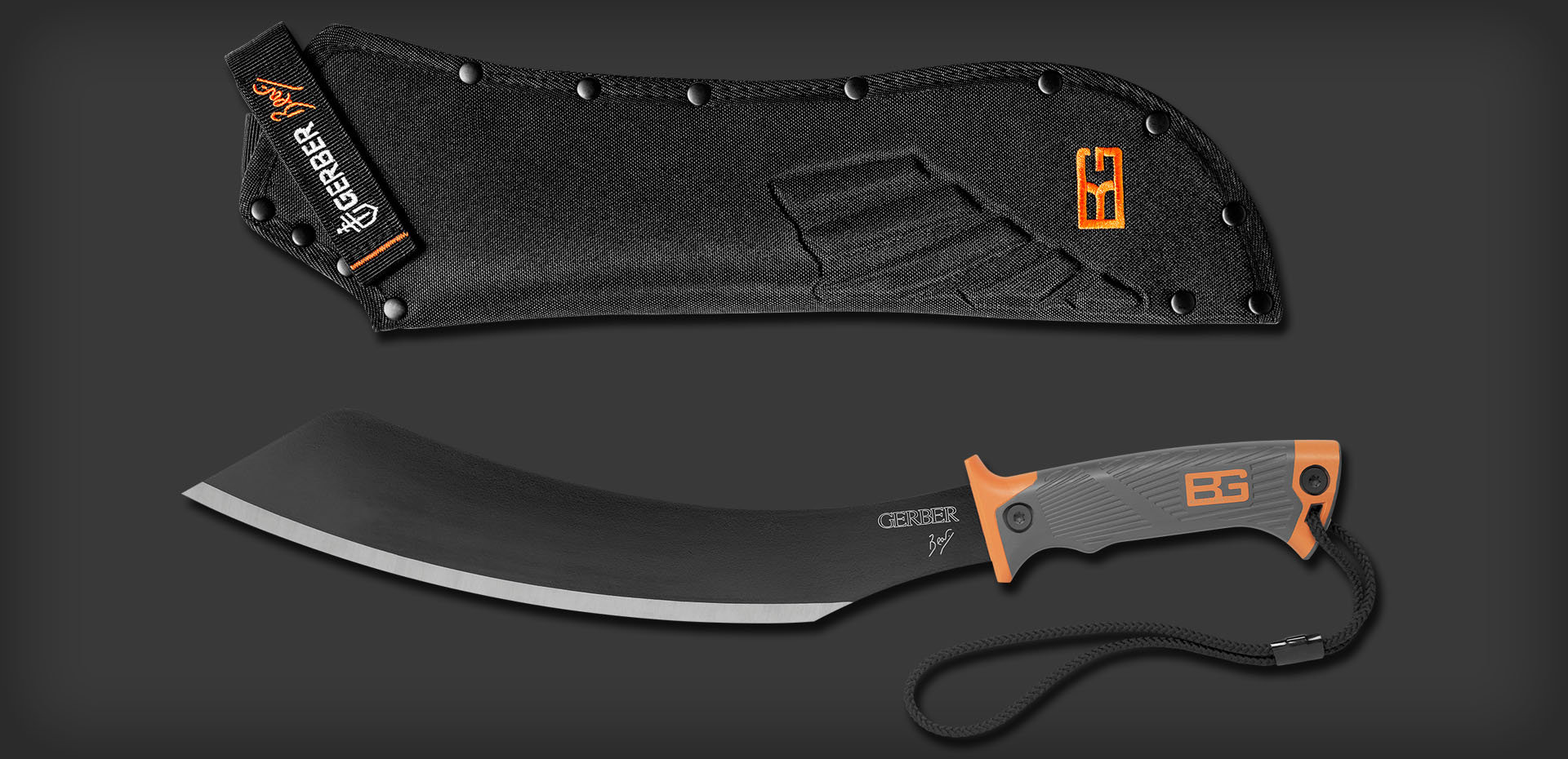 มีดเดินป่า มีดใบตาย Gerber 31-002289 Bear Grylls Parang Machete 13.5" Carbon Steel Blade, Rubber Handles