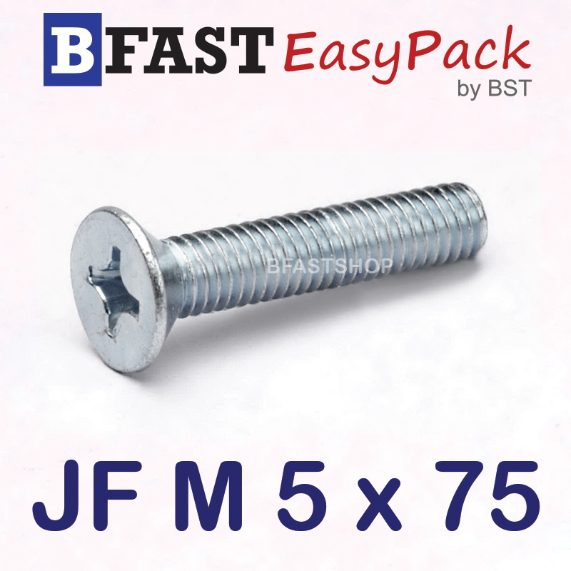 สกรูมิลสี่แฉก JF M 5 x 75 (12 ตัว/ถุง)