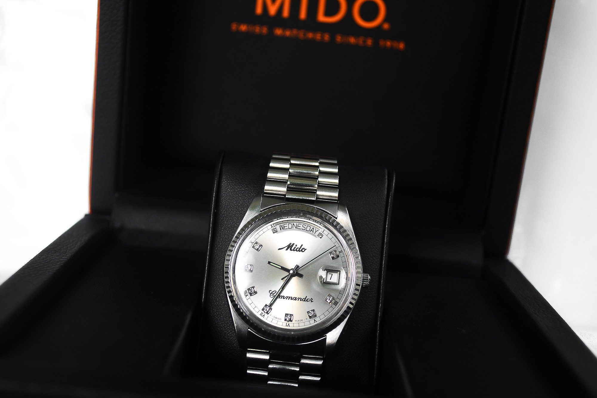 Mido Commander เรือนเหล็ก daydate ขอบหยัก หลักพลอย (Sold)
